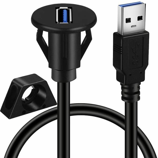 USB 3.0 Man till kvinnlig aux -flushpanelfäste förlängningskabel