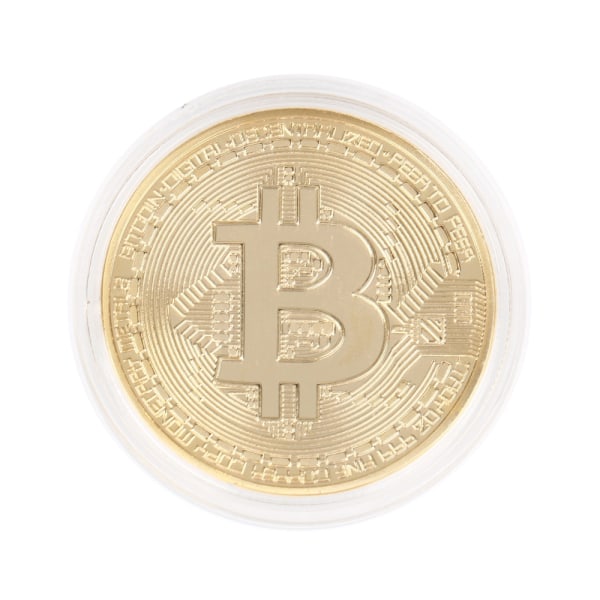 Guldpläterade Bitcoin mynt samlarobjekt gåva BTC