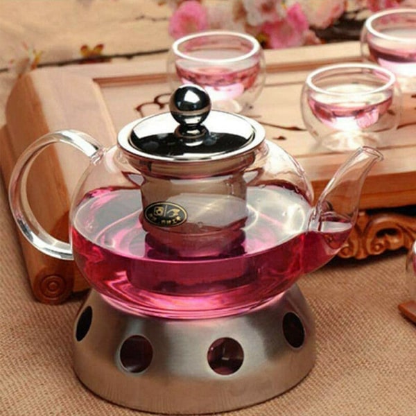 Round Teapot Warmer Stainless-Steel Candle Base Tea Pot