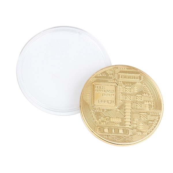 Guldpläterade Bitcoin mynt samlarobjekt gåva BTC