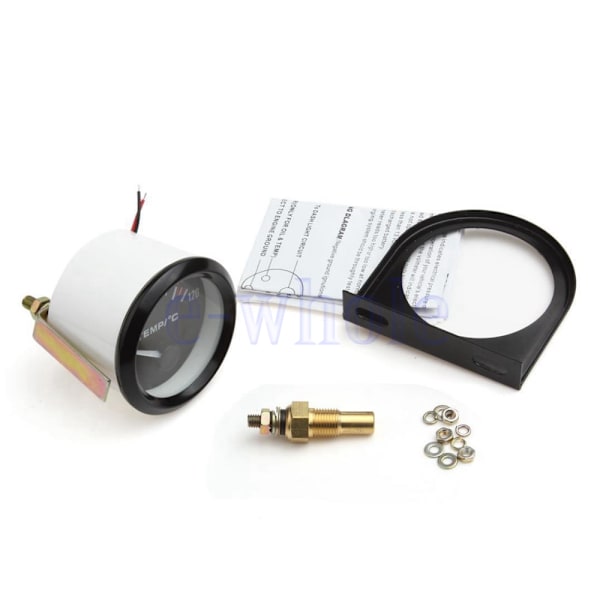 Ny 2 "52mm vit LED-bilvattentemperaturmätare