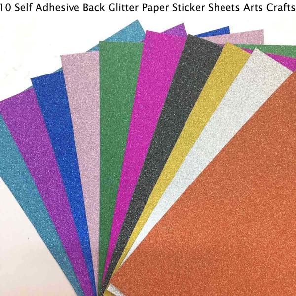 10st Självhäftande Back Glitter Paper Sticker Sheets Arts