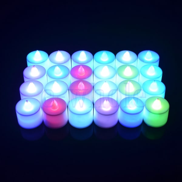 1PC Färgglada te ljus LED-ljus Realistiskt batteri flamfritt