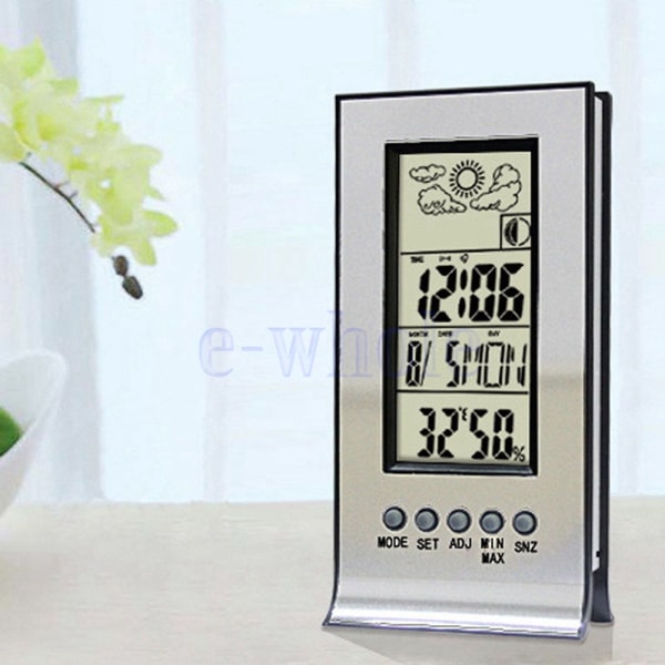 Klocka LCD Digital Hygrometer Luftfuktighet Termometer