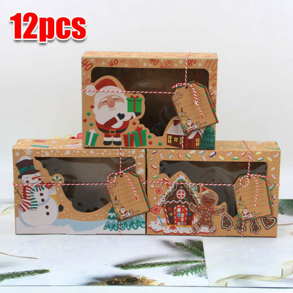 12x presentkartonger med julkakor med lock klart fönsterpapper