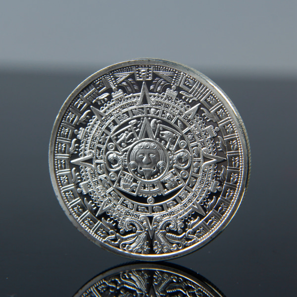Silverpläterad Aztec Mayan Calendar Commemorative Coin