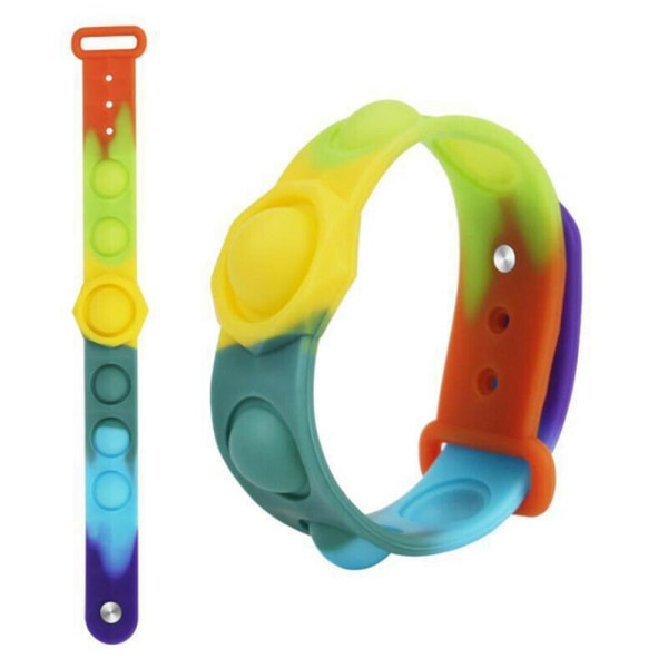 Rainbow Simple Dimple Finger Bubble Fidget Bracelet Portable