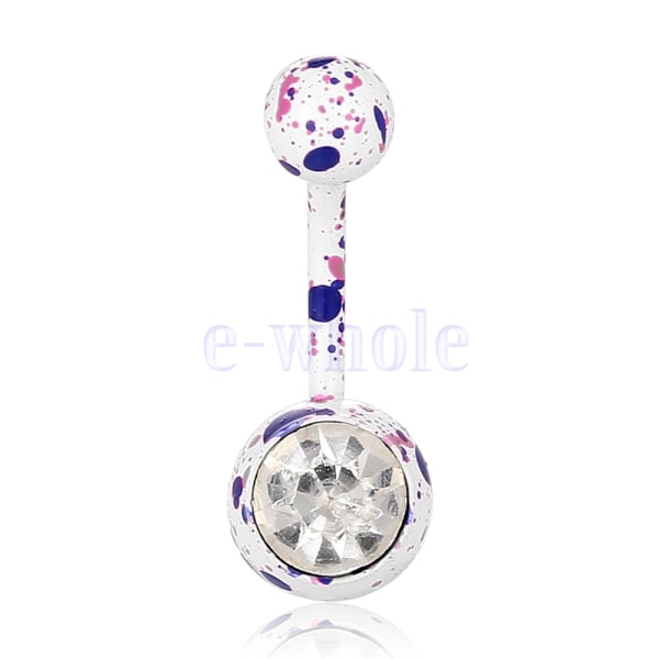 Neon Paint Splatter Belly Ring Navel Naval Solitaire CZ Lila
