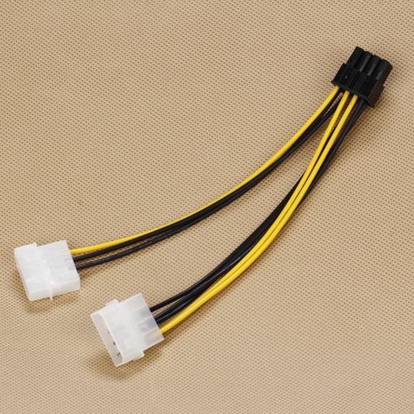 Dual Molex LP4 4 PIN-kod till 8 Pin PCI-E Express Converter