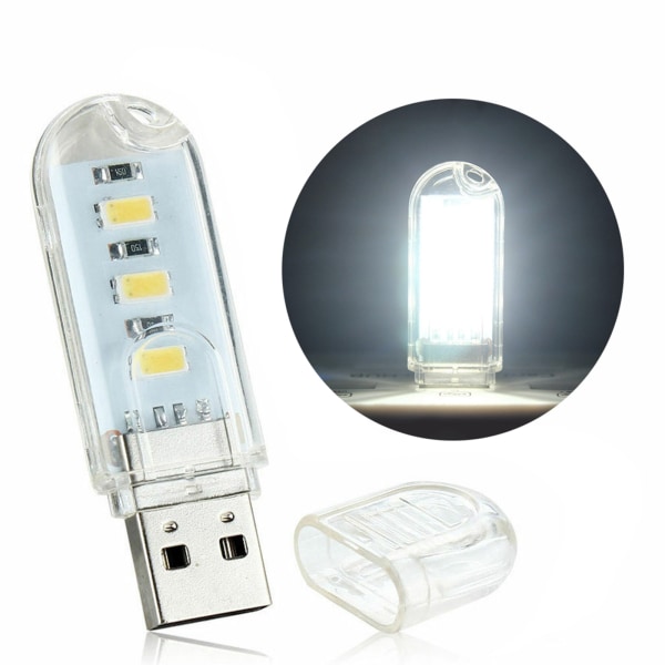 Portable Bright 3 LED Night Light USB Lamp för PC Laptop Reading