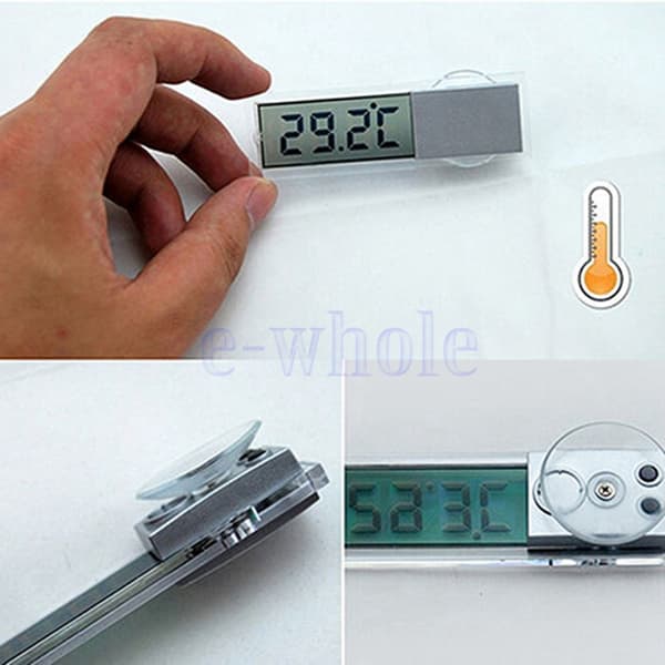 Car Home Transparent LCD Digital Thermometer Suction Temperature