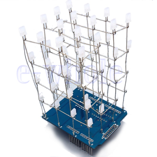 1 set 4 * 4 * 4 3d LED-lampa squared blue LED Cube DIY Kit