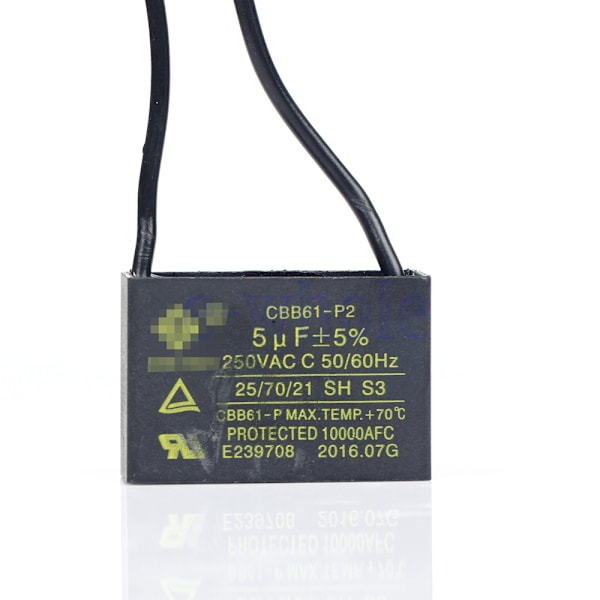 2 Trådtakfans kondensator CBB61 5UF 250V AC 50/60 Hz Power