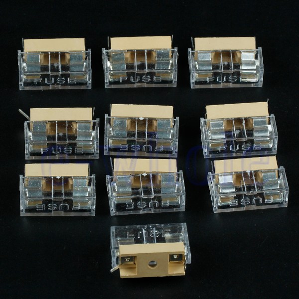 10pcs Panel Mount PCB Fuse Holder Case w Cover 5x20mm