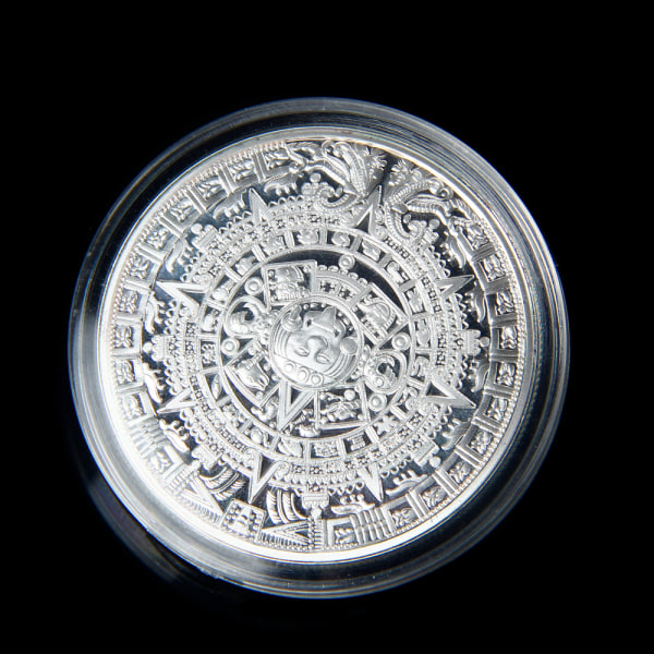 Silverpläterad Aztec Mayan Calendar Commemorative Coin