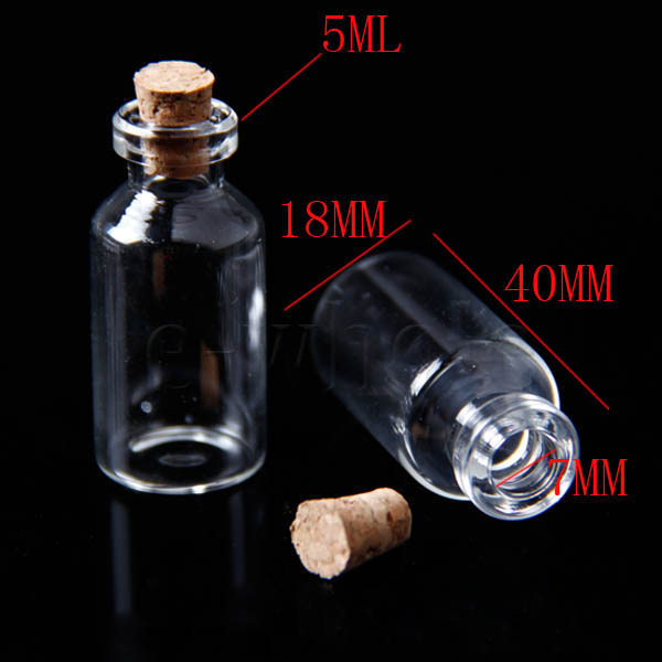 20st 5 ml Fancy Tom Glass Bottle Wishing Vials 40x18mm