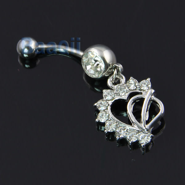 Bely Piercings 1pc 14g Stål Halvklart Jeweled Heart W / Leaf