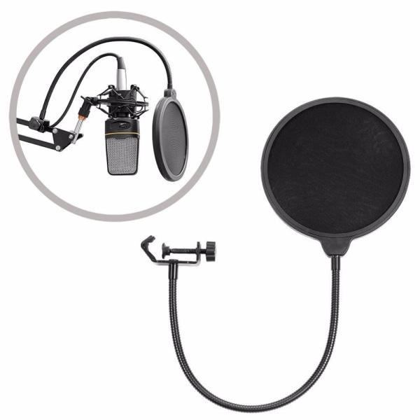 Storstorlek dubbelskikt mikrofon popfilter mikrofon vindskärm