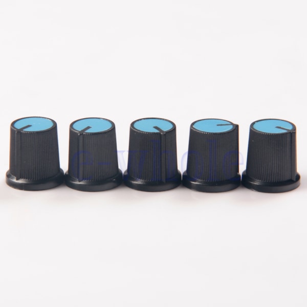5PCs Blue Face Plast för 6mm Svart Knopp Rotary Potentiometer
