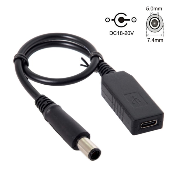 USB 3.1 Typ C USB-C till DC 20V 7,4 5,0 mm Dell HP Power Plug PD
