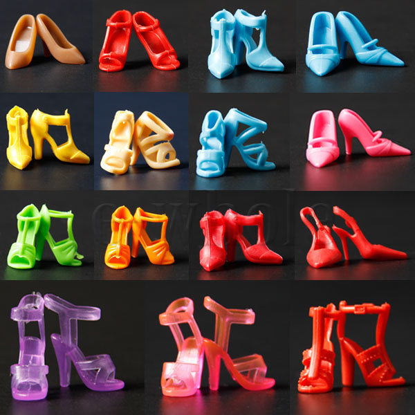 40PCS 20 Par Diffirent High Heel Shoes för 290mm Barbie Doll