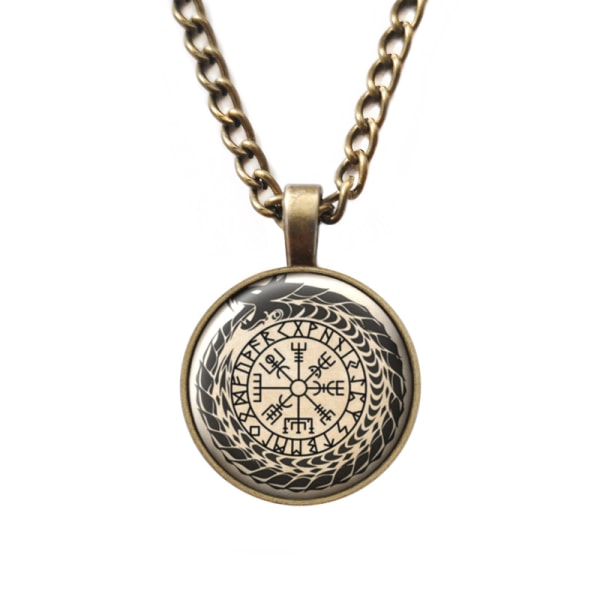 Vägvisare, Vegvísir, Viking Kompass, Viking Symbol, Vegvisir, Nordisk Mytologi Halsband