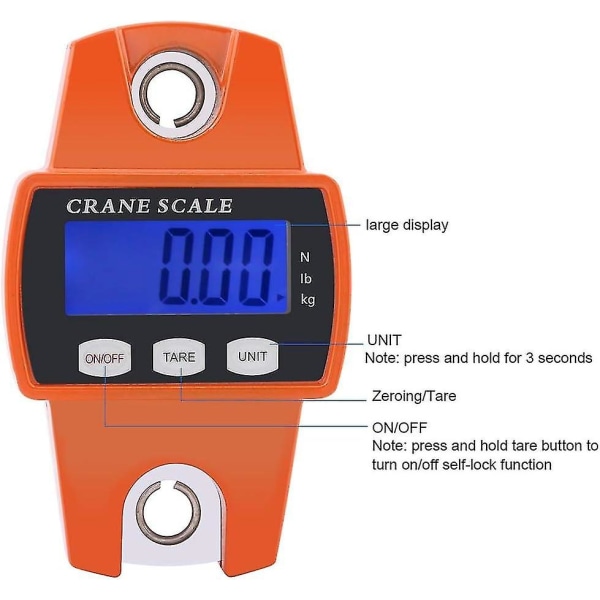 Hengende vekt - Digital hengende vekt Bagasje hengende vekt Kranvekt med krok (oransje 300 kg)