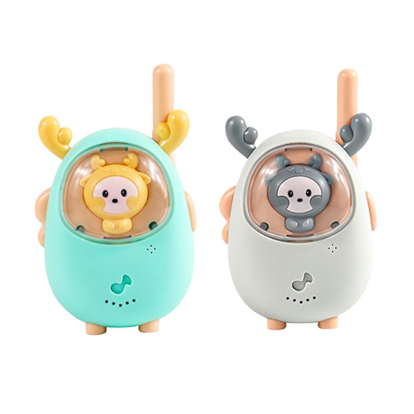 2x Walkie Talkie för Barn Bärbar Lätt att Använda Tvåvägs för Vandring Födelsedagspresenter 4-6 År Gamla Deer 7cmx5cmx12cm