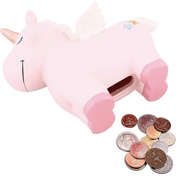 Nydelig regnbue enhjørning sparegris for jenter, harpiks enhjørning sparegris leker, barnepenger banker myntbanker, enhjørning gaver for 6/7/8 år gamle jenter, best