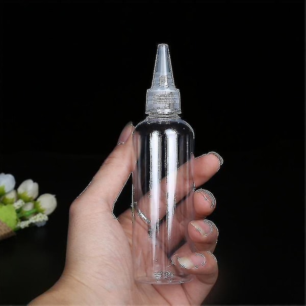 Flaske, gennemsigtig plastik med skarp mund, farvepastaflaske, der kan klemmes sammen og transporteres med under-flasker. 20ML Plastic