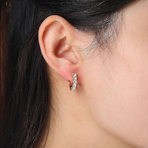 Trendy Nye Micro Pave Cz Runde Stud Øreringe Luksus Guld Sølv Farve Iced Out Øreringe Hip Hop Rock Smykker Til Mænd Kvinder Gold