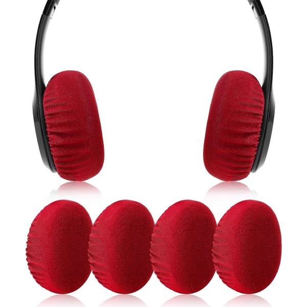 Øreputedekselbeskyttere i stoff med strekkbar og vaskbar lycra for Beats Solo 3/2 trådløs/kablet og andre hodetelefoner med 1,57-3,14 tommers ørepute Red