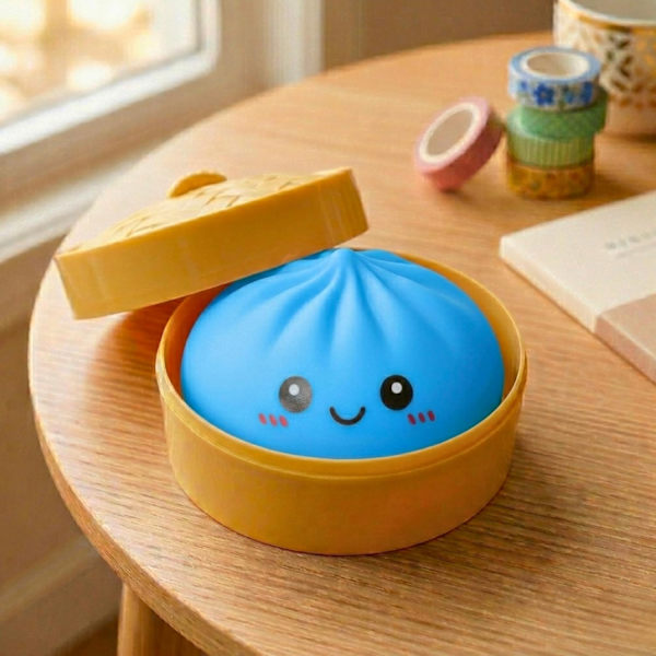Stor Dumpling Squishy Leksak med Ångkokarlåda, Vit TPR Kläm Viral ...