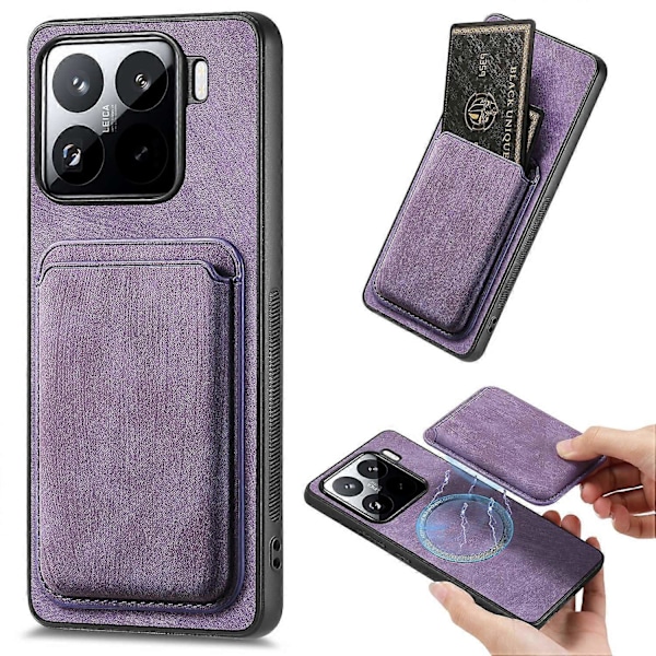 För Xiaomi 15 Skal Retro Läder TPU Telefonfodral med Avtagbar Kortplats - Lila Brown
