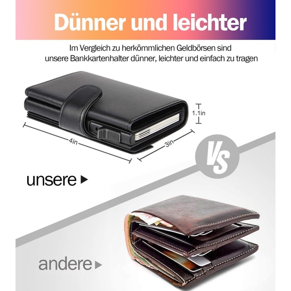 Herrar Plånbok, Slank Plånbok Stöldskyddad Med Myntfack (Mini Plånbok För Män Och Kvinnor, Liten, Kol Svart Plånbok, Kortinnehavare Plånbok), Herrar Vägg