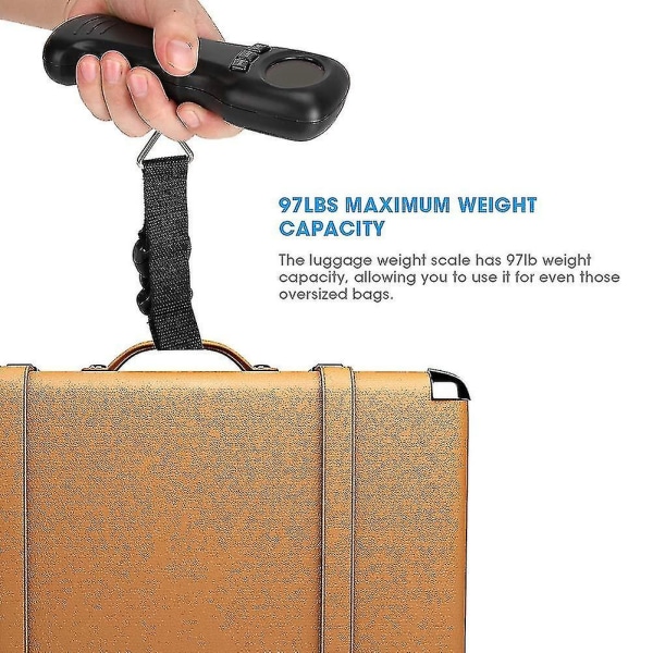 Digital bagasjevekt, 44kkg/97lb bærbar hengende bagasjevekt med digital LCD-skjerm