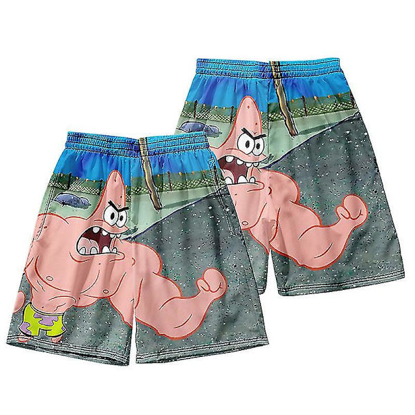 Herrbadkläder Patrick Star Korta Strandshorts Byxor Snabbtorkande Strandkläder Badbyxor Baddräkt Surfbrädeshorts DK3 L