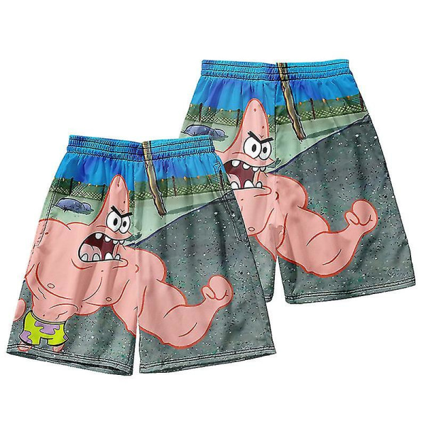 Mænds Badetøj Patrick Star Korte Strandshorts Bukser Hurtigtørrende Strandtøj Badebukser Badetøj Surf Board Bukser DK3 L