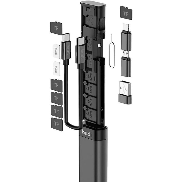 Budi 9-i-1 Essential Rejseoplader & Data Synkroniseringskabel Stick Black