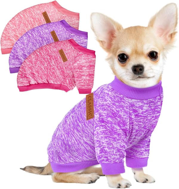 3-pack medelstora hundtröjor - Rosa/Ros/Lila vinterfleece