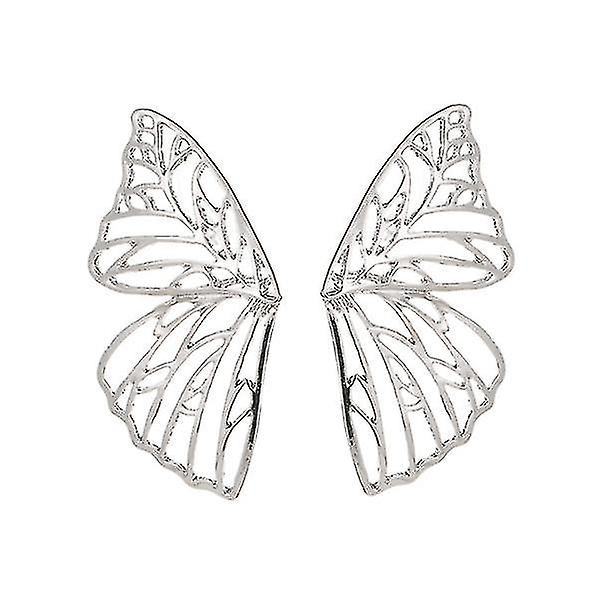 1 par hule vinger formede ørestikker delikate overdrevne øreringe elegante charmerende øresmykker til kvinder damer (sølv) NEHXV Silver