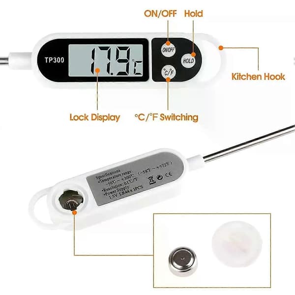 Omedelbar kökstermometer Vit