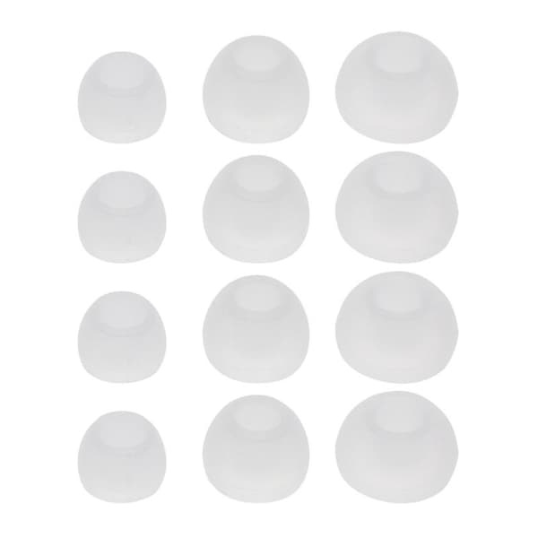 12 stk. Silikonørepropper Øretips S/M/L Størrelser Øretelefoner Bløde Gummi Fleksible Øretips Clear