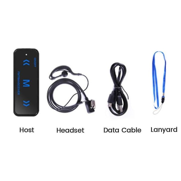 2st Mini Walkie Talkie 400-470MHz 2-vägsradio 3W Transceiver Hörsnäcka Headset Hörselkåpa USB driven Black