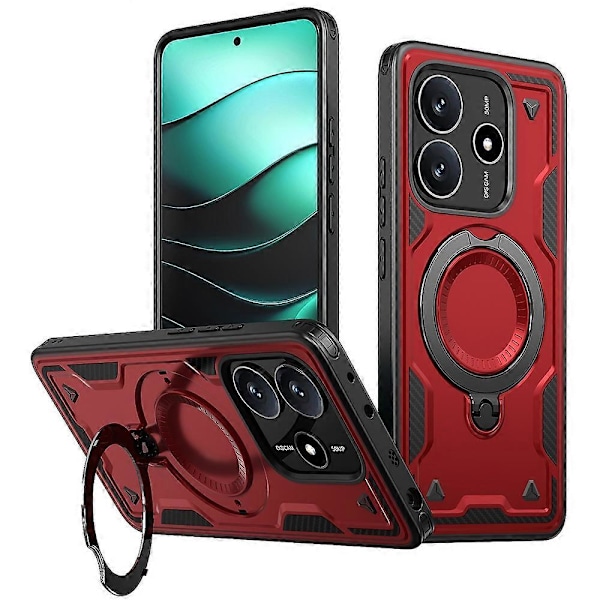 Skal för Xiaomi Redmi Note 14 5G Kompatibelt med MagSafe Militärt Skydd PC TPU Ställ Red