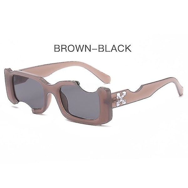 Hip-hop Firkantede Solbriller Kvinder Mænd Off Notch Hole Design Hvide Solbriller Blå Damer Vintage Shados Briller UV Beskyttelse_ll Jelly Gray