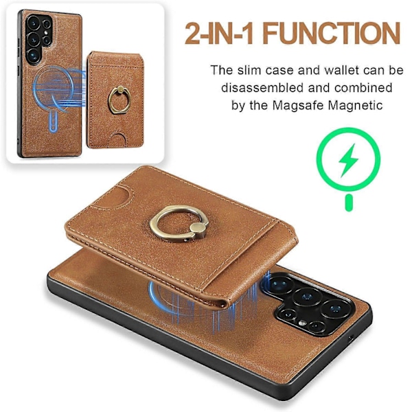 Samsung Galaxy S25 Ultra Magneettikotelo PC + PU Puhelimen Takakuori Irrotettavalla Korttipidikkeellä - Br Purple