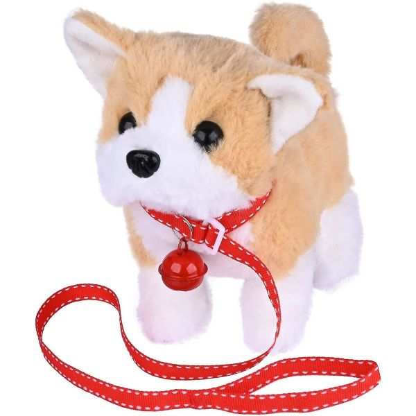 Plys-legetøjshvalp Elektronisk interaktiv hund, gåture, gøen, logrende hale, selskabsdyr til børn Akita dog