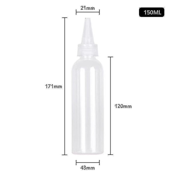Flaske Plast Gjennomsiktig Fargepasta med skarp munnflaske Bærbart reiseutstyr som kan klemmes og underflaskes 150ML Plastic