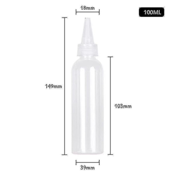 Flaske Plast Gjennomsiktig Fargepasta med skarp munnflaske Bærbart reiseutstyr som kan klemmes og underflaskes 100ML Plastic